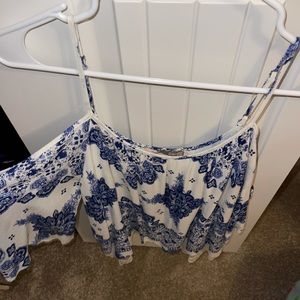 Blue and white forever 21 xsmall off the shoulder top only worn once